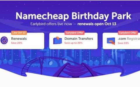 NameCheap - 20周年大促,com 新注册 5.98 美元,.com 转入 7.08 美元-AFFMAO